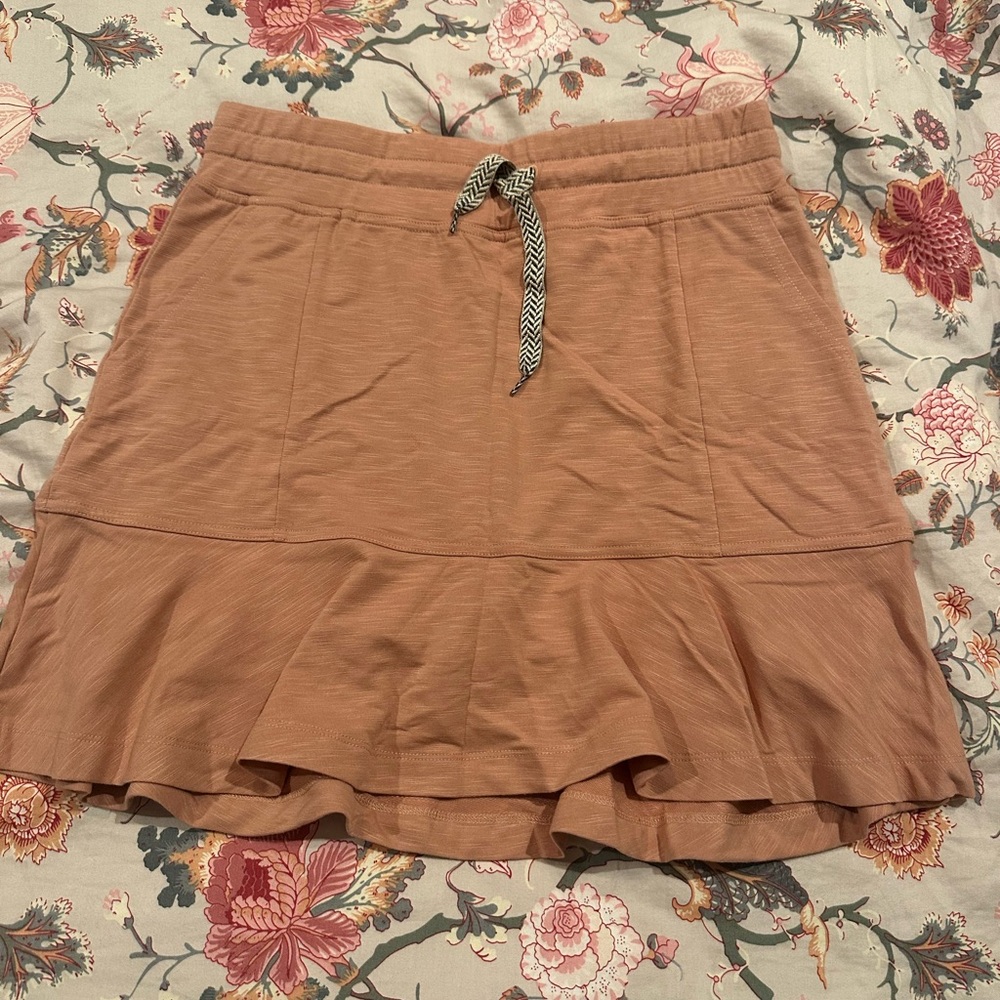 Women's Tan Skirt with Ruffle Hem